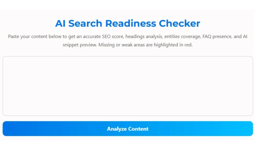 Search Readiness Tool